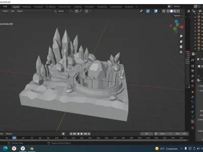 island with crystals 3D model