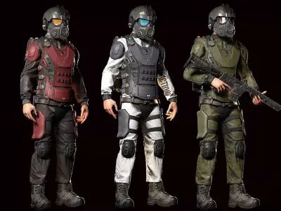 MODULAR SOLDIER FUTURE SCI FI GAME READY CHARACTER LOW POLY Low-poly 3D model