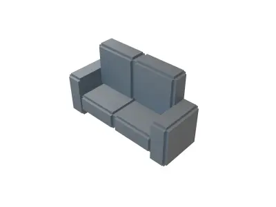 Voxel Sofa v1 002 Low-poly 3D model