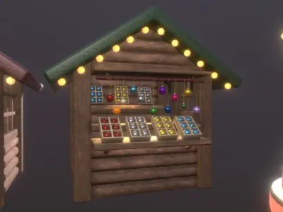Cute ChristmasMarket Set  Low-poly 3D model