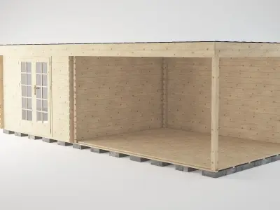 Wooden garden shed 3D model