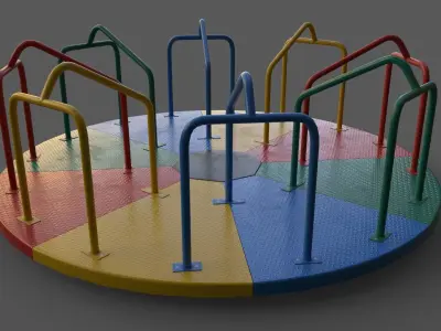 PBR Merry Go Round Roundabout B Low-poly 3D model