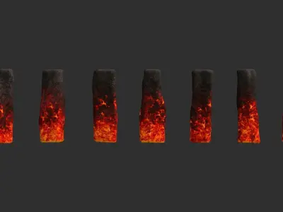 Rock Pillars - Lava Low-poly 3D model