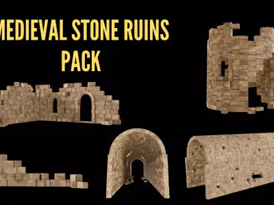 Medieval Stone Ruins Pack 3D model