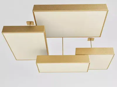 Briggs three gold and squares hanging from ceiling 3D model