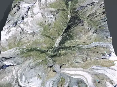 Mountain landscape and city  Zermatt Switzerland 3D model