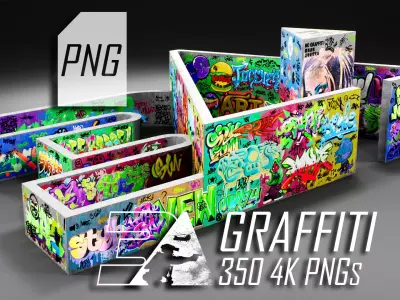350 Graffiti 4K PNG Cutouts Texture