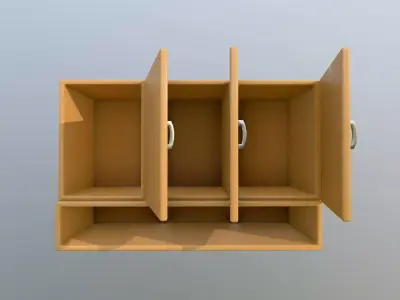 Modern Wooden Wall Cabinet with Openable Doors Low-poly 3D model