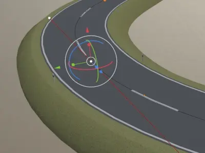 Editable Road with Delineators - Curve Based Low-poly 3D model