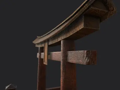 Japanese Torii Gate Low-poly 3D model Low-poly 3D model
