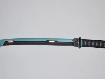  PBR Gameready Sci fi Katana and scabard Low-poly 3D model