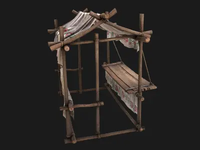 Tent  Ornament Flowers  Low-poly 3D model