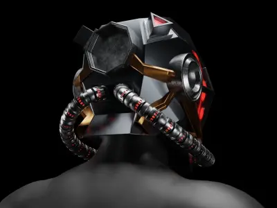 Sci-Fi Helmet 3D model 10