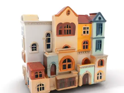 Charming Townhouse Faade model pack Low-poly 3D model