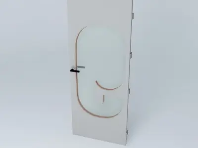 Wording 9 3D door very detail with glass lock and hinger Free 3D model