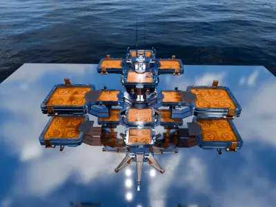 sci fi building game ready Low-poly 3D model