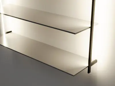 Wallmounted Shelf with LED lights Low-poly 3D model