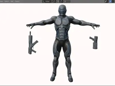 Sci-Fi Soldier  Rigged Game Ready 5K 15K  20K  Cinematic Low-poly 3D model