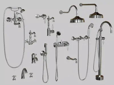 Mid Poly Faucet set Boheme Medici Low-poly 3D model