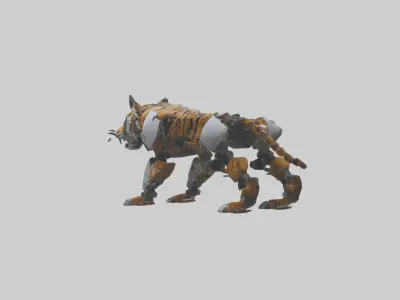 Robot version of a tiger model Low-poly 3D model