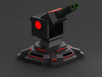 Stylized Sci-fi Turret Low-poly 3D model