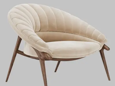 Phu Cau Walnut Modern Armchair by Alma de Luce 3D model