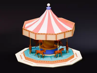 Amusement Park - Carousel Low-poly 3D model