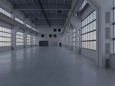 Factory Hall Interior 3 Low-poly 3D model