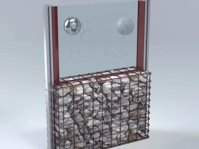 Gabion mockup of logo display 3D model