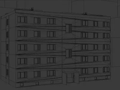 Block of flats 3D model plus Low Poly Ver 3D model 3D model