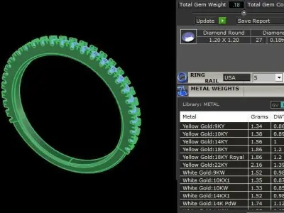 4 Prong Solitaire Oval Diamond Engagement Ring with Diamond Band 3D print model