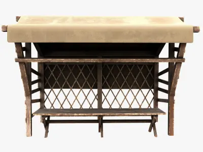 Market Stall Cotton Low-poly 3D model