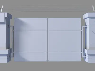 Roadblocks with rusty metal barrels 3D Model Pack