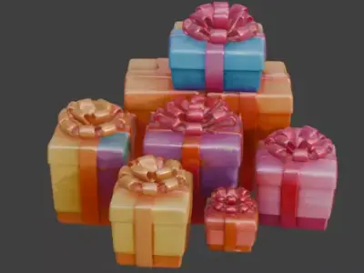 High-Quality 3D Stylized Gift Box Collection Low-poly 3D model