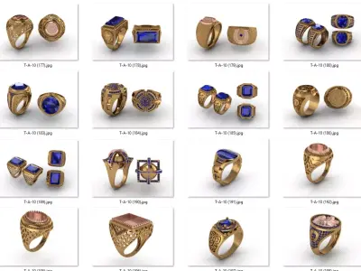 ring 120 pieces drawing 3d rihone drawing ring rings ring 3D print model