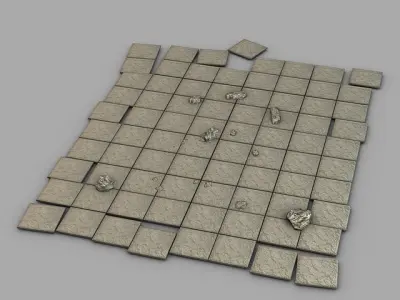 Stone floor module Low-poly 3D model