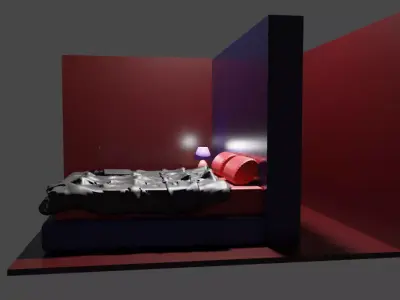 Bed Room Low-poly 3D model get
