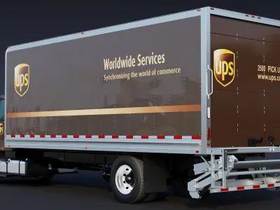 2020 Freightliner M2 106 Box truck UPS Low-poly 3D model