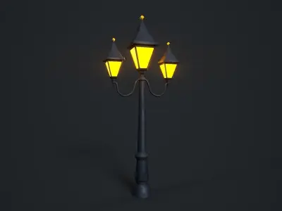 Victorian Street Lamp Low-poly 3D model