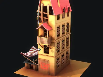 Stylized House Low-poly 3D model