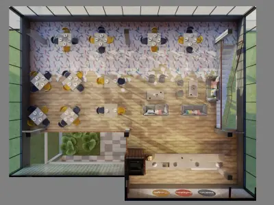 Colorful modern bar 3D model 3D model