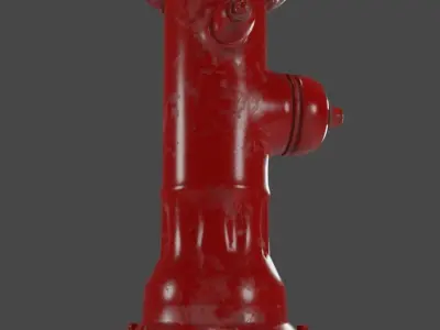 Realistic PBR Fire hydrant Traditional Red  Low-poly 3D model