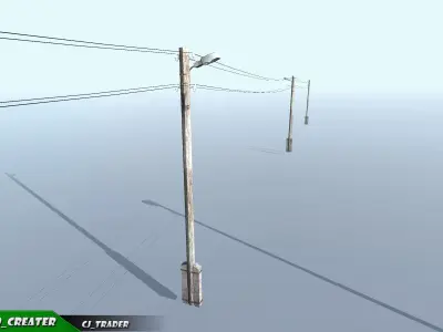 Lowpoly Modular Power line Set 3D model Low-poly 3D model