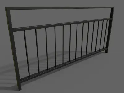 PBR Pedestrian Guard Rail Black V3 Low-poly 3D model