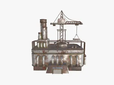 SciFi Factory A10 Abandoned - Sci Fi Exterior Design Low-poly 3D model