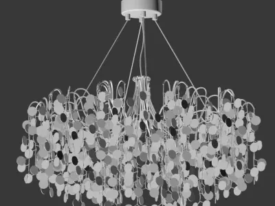 American Hotel Tree Branch Copper Crystal Chandelier 3D model