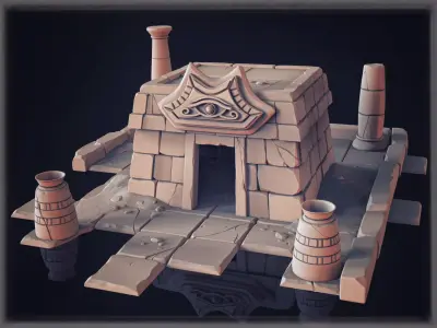 Temple high poly egyptian 3D model