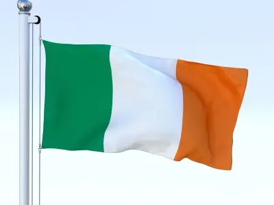 Animated Ireland Flag Low-poly 3D model