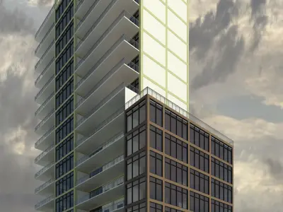 Hotel with 18 floors  3D model