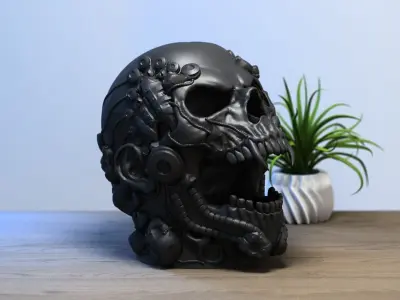 Robot Skull Headphone Stand 3D print model